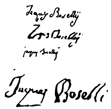 Marchio ceramica manifattura sconosciuta, diverse marche di Giacomo Boselli (firme varianti: Jacques Bosellij, jacques Bosellij, ecc.), Savona, XVII-XVIII