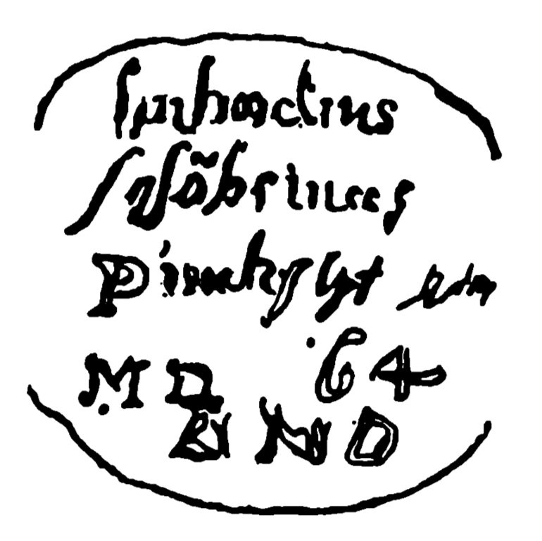 Marchio ceramica manifattura sconosciuta, Leuchadius Solobrinus (maiolicaio attivo a Forlì nel 1564), Forlì, XVI