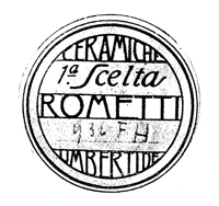 Marchio ceramica manifattura Rometti (Settimio Rometti, Aspromonte Rometti, Dante Baldelli), artista anonimo, Umbertide (PG), XX